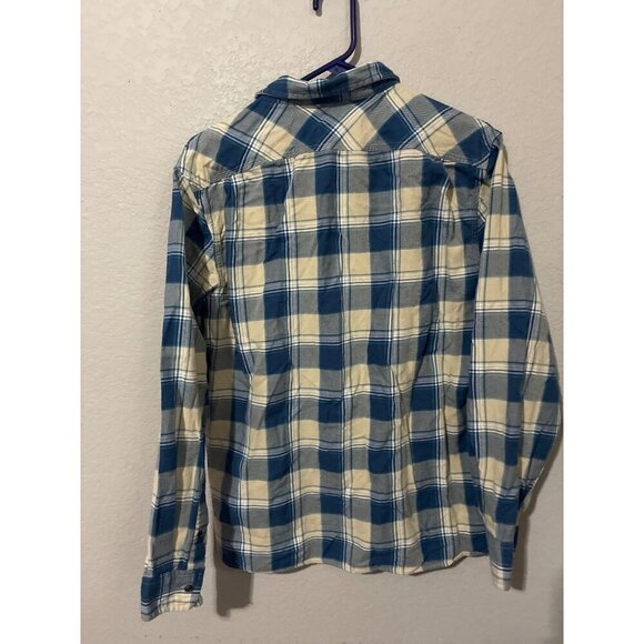 Jachs Button-Down Shirt Mens Washed Flannel Plaid Size XL Blue Cream 100% Cotton - Picture 4 of 6